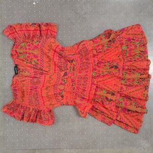 ETIQUETTE BOLD FLORAL TIERED FLUTTER SLEEVE SASSY 🍁 AUTUMN 🍁 DRESS SIZE L